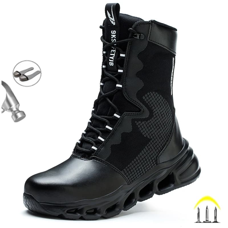 New Fashion 2024 Stivali da uomo Scarpe antinfortunistiche Puntale in acciaio di sicurezza Stivali militari da lavoro Puntale in acciaio Stivali da lavoro da uomo anti-sfondamento