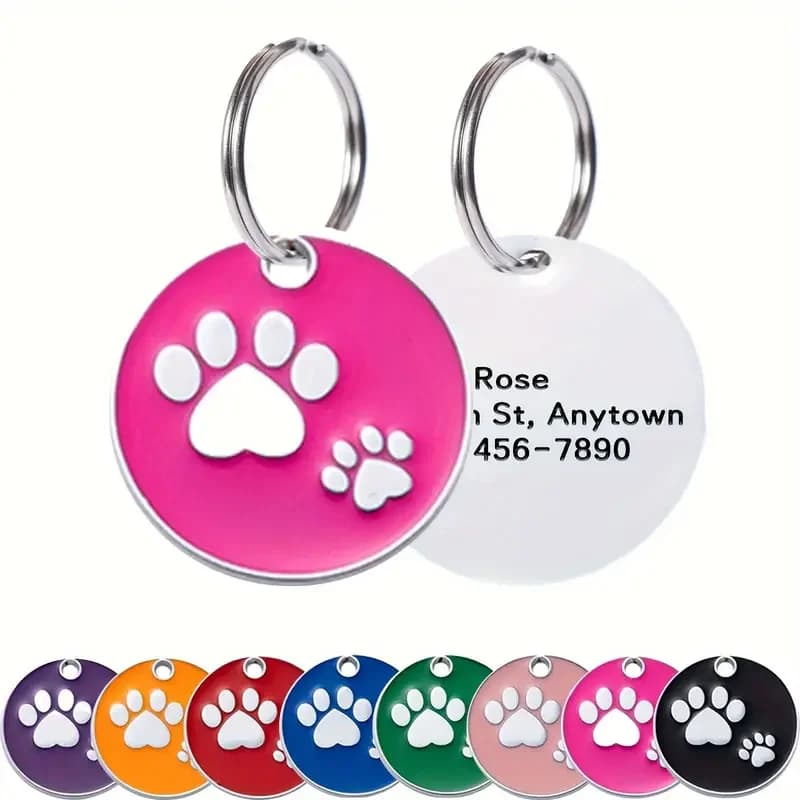 Zampa rotonda in lega di zinco personalizzata zampa targhetta identificativa per cani accessori per cani targhette identificative per cani da compagnia rotonde personalizzate in metallo