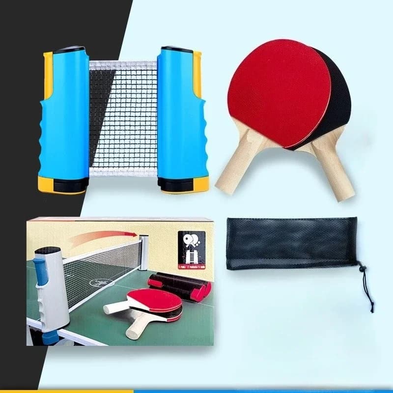 Standard extendable ping pong set for home use with portable mesh column Combined ping pong rack set for exercise