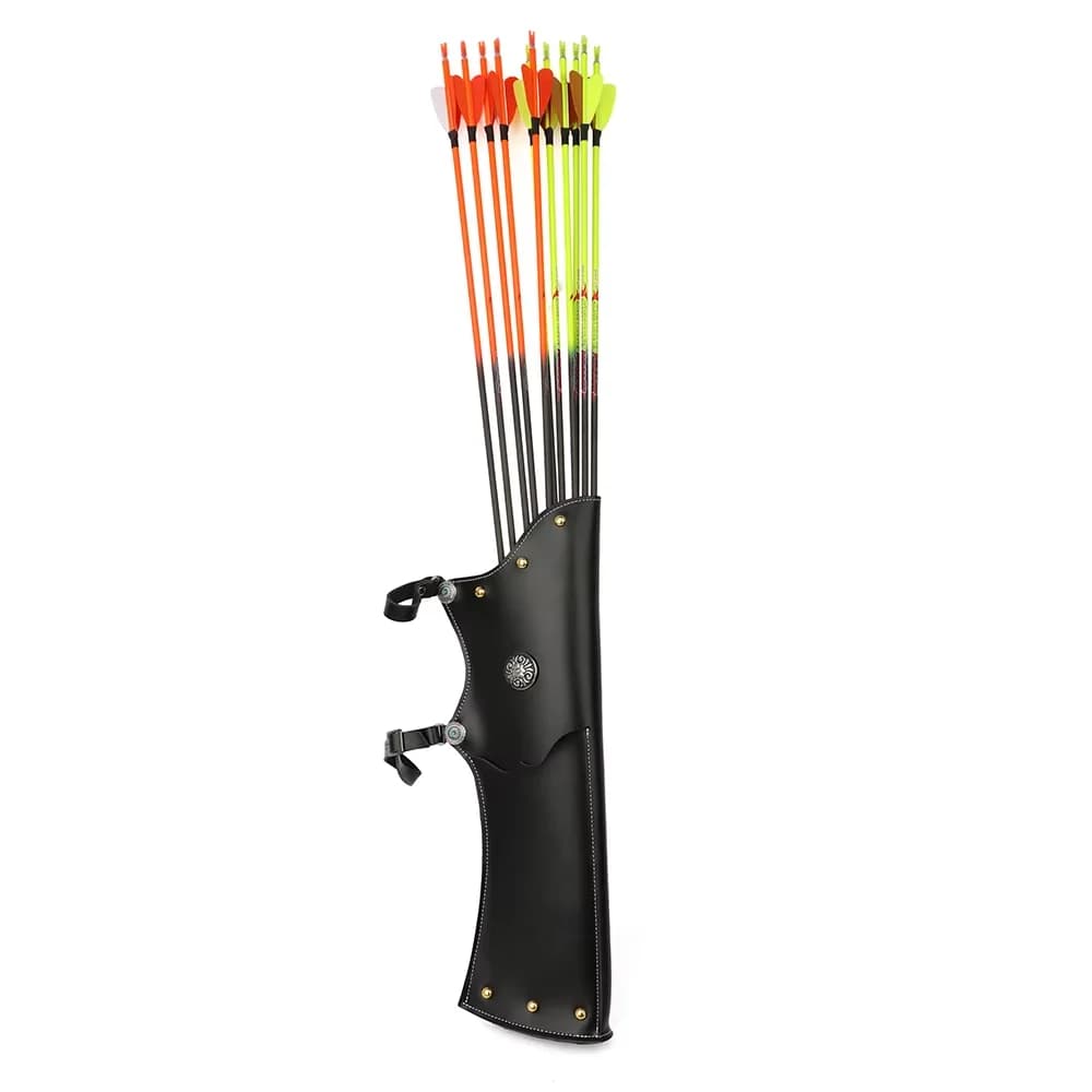 Traditional Archery Cowhide Quiver with Hand Waist Strap Arrow Bag Storage Case for Bow Target Shooting