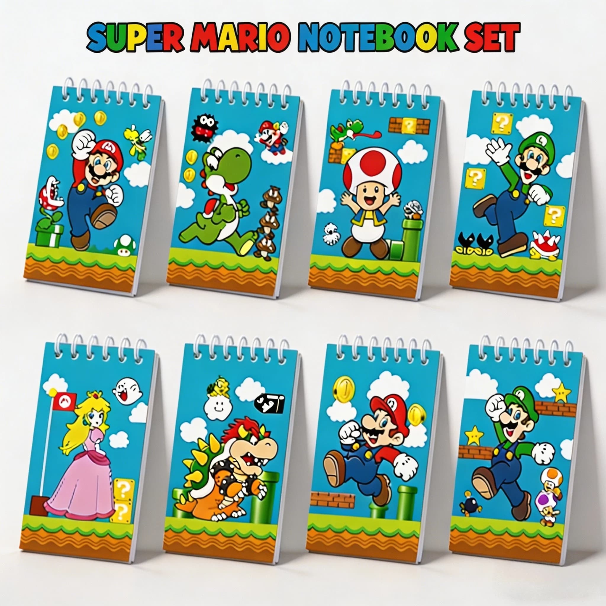 Set di 8 mini quaderni a spirale Super Mario, graziosi quaderni tascabili con Mario e Luigi dei cartoni animati, piccoli diari, regali per feste