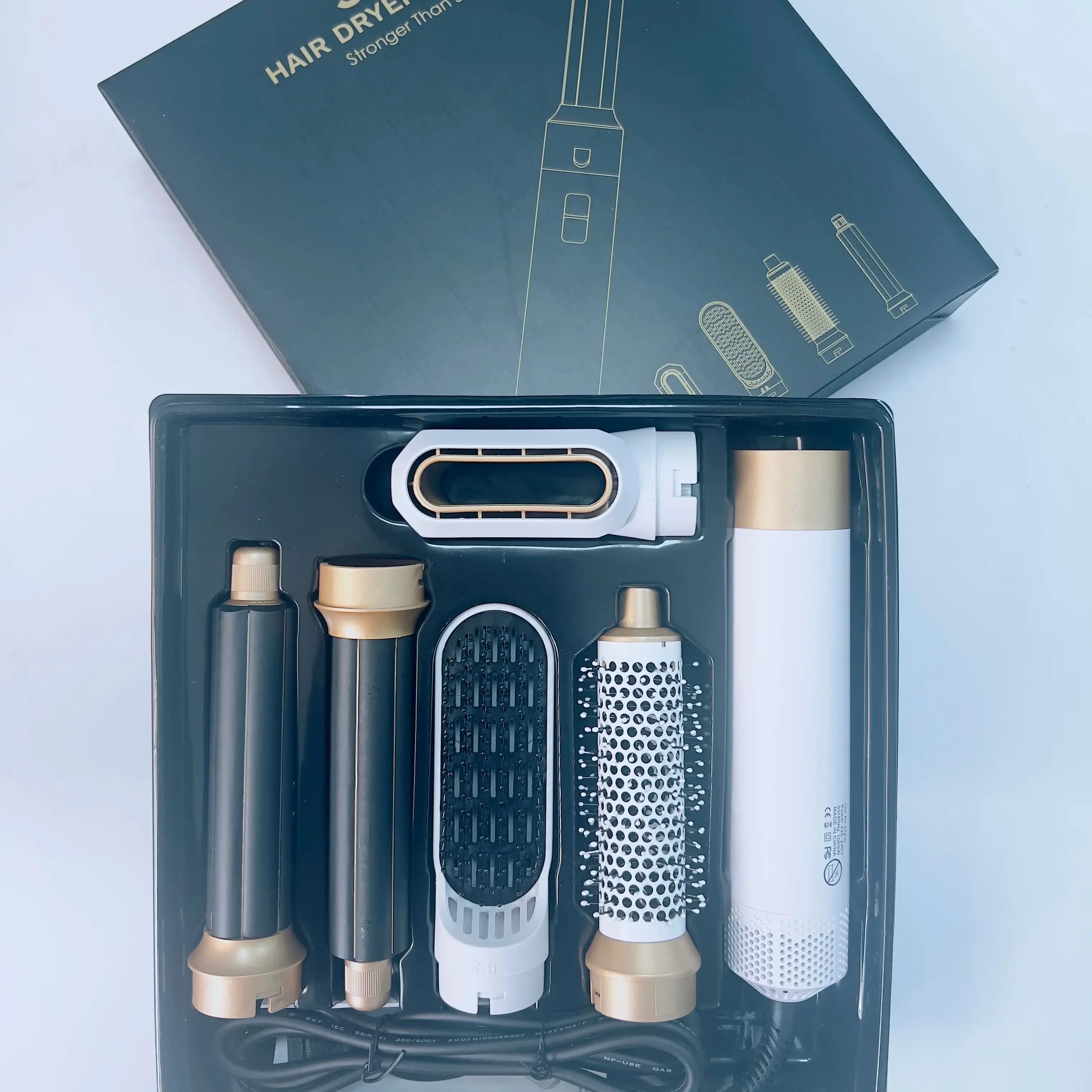 Multi-functional hot air brush 5 in 1: Hair dryer, Hair curler, Plate, Hair dryer iron and styling tool