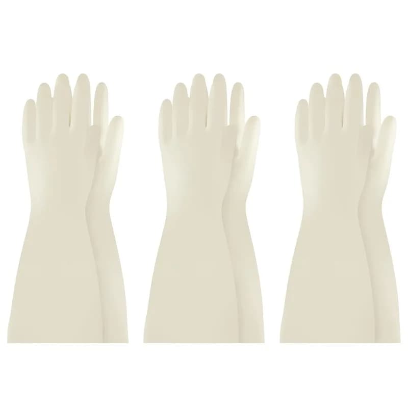 2 guanti bianchi in nitrile per la pulizia, con polsino lungo 15 pollici, riutilizzabili, impermeabili, antiscivolo, per cucina, lavaggio piatti, bagno, cura degli animali domestici