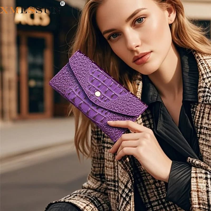 XMESSUN Fashionable European and American Crocodile Pattern Wallet,Retro New Multi-color Women's Wallet Clutch