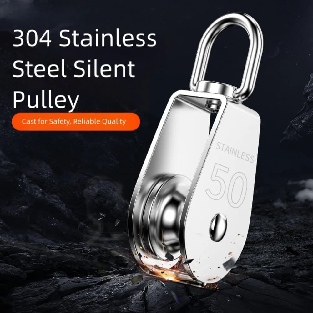 M50 Singola Puleggia In Acciaio Inox 304 Rete Da Pesca Puleggia Gru Gancio Girevole Pulegge di Sollevamento Attrezzatura Da Pesca Accessori