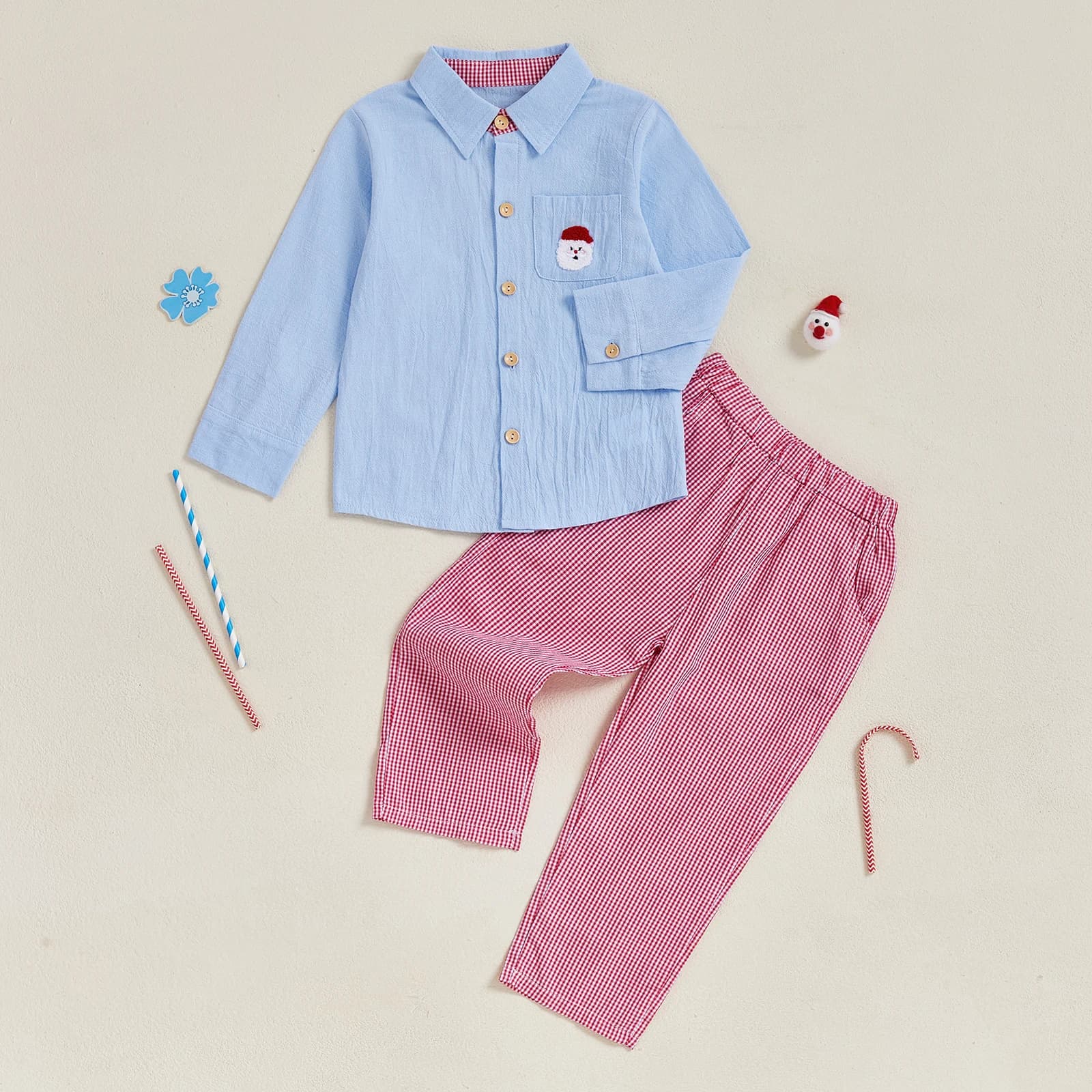 Toddler Girl Christmas Outfits Reindeer Applique Long Sleeve Ruffle Top Elastic Waist Plaid Skirt 2 Pcs Set for Holiday Party