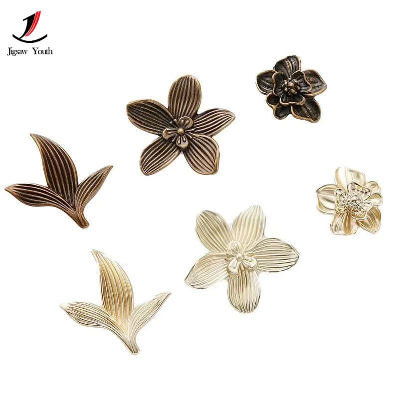 6 maniglie per cassetti a forma di fiore dorato, maniglie creative a petalo per mobili da cucina, maniglie per cassetti e ante di armadi