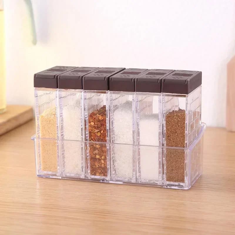 6 pezzi/set scatola per condimenti per spezie scatola per barattoli di sale e pepe in PP per scatola per organizer per la conservazione delle spezie da cucina organizzazione domestica