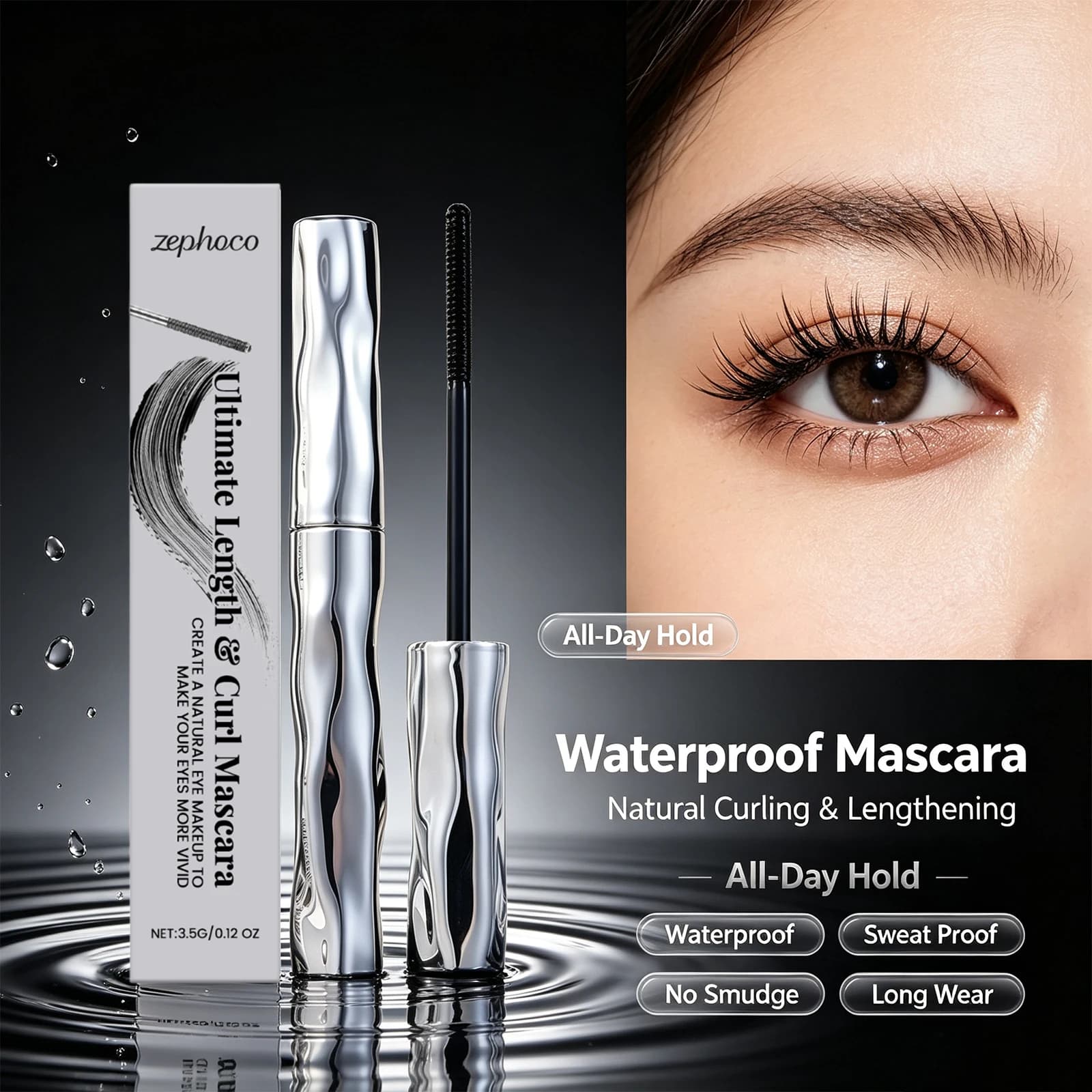 Curl Mascara Lengthening Curling Volumizing Black Mascara Smudge-Proof Eyelash Makeup Non-clumpy Nourish Eyelash Cosmetics