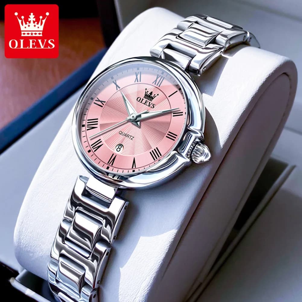 OLEVS 5608 Orologio da Donna di Lusso, Orologio al Quarzo con Scala Romana, Impermeabile 30m, Luminoso con Calendario, Elegante Orologio Femminile