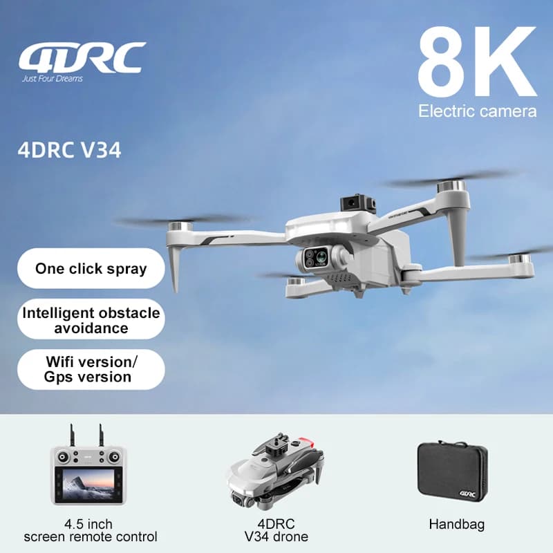 2025 Nuovo V34 Drone 8K Macchina Fotografica Professionale WIFI Evitamento Ostacoli FPV Motore Brushless di Controllo Remoto Quadcopter Giocattoli Regali