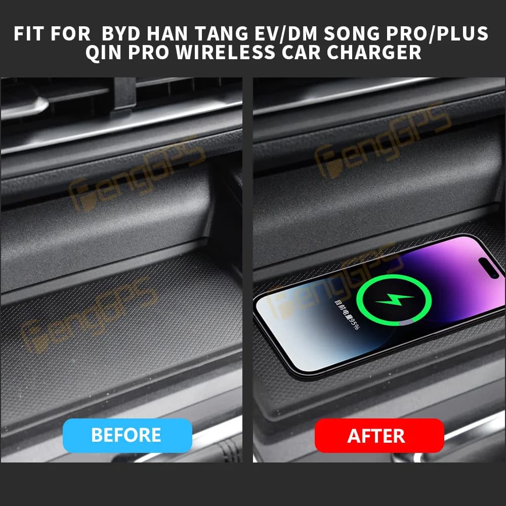 Wireless Charger for Dedicated Car Central Console Quick Charging Panel for BYD Han Tang EV Song Pro Plus Qin Pro Interior