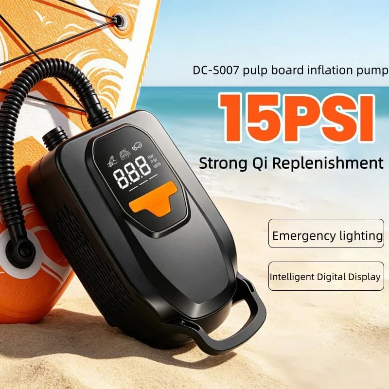 Portable Car Air Pump SUP Pump Stand-Up Paddle 15PSI High Pressure Electric Air Compressor Pump Power Bank Inflatable Inflator