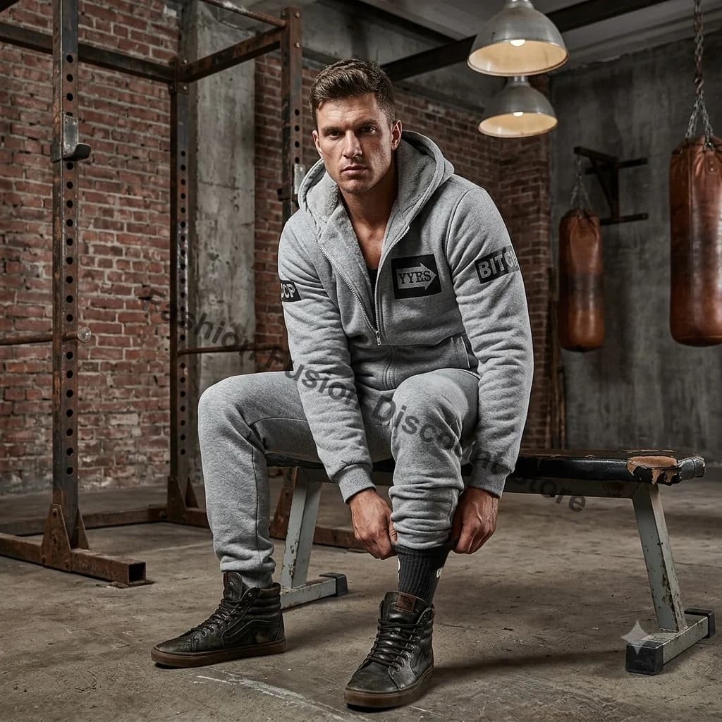 New Winter Thick Men Sports Suit Tracksuit Hooded Sportswear Zipper Cardigan Jacket Hooded Woolen Trousers Pants Casual Men Set