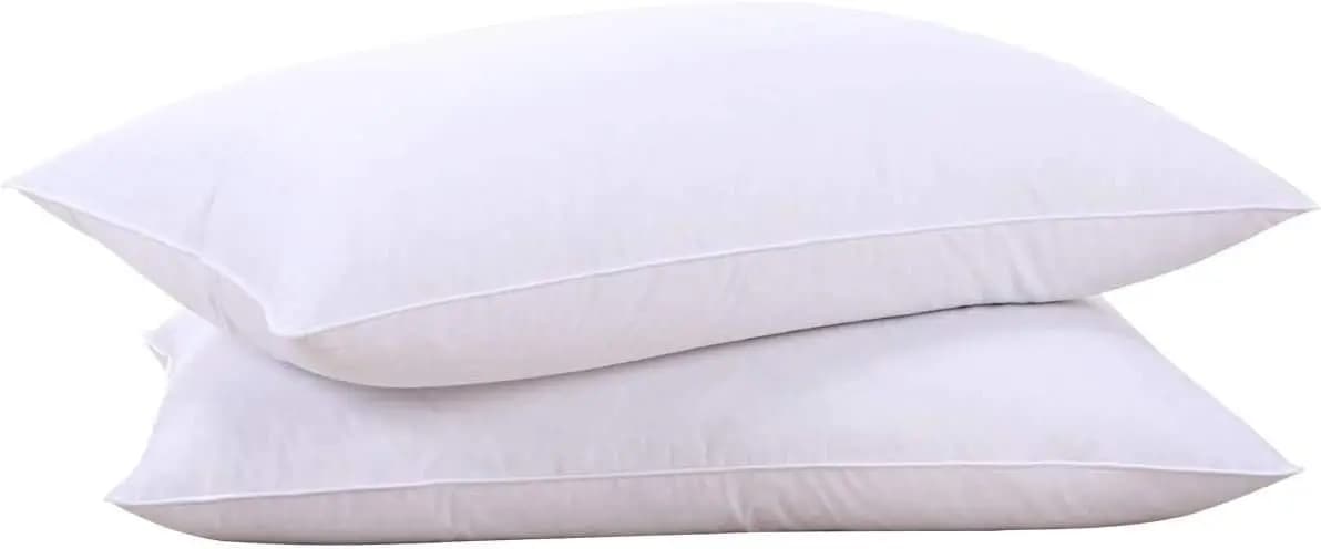 Set di 2 Cuscini King Size in Piuma d'Oca con Morbida Fodera in Cotone per Letto, Collezione Hotel