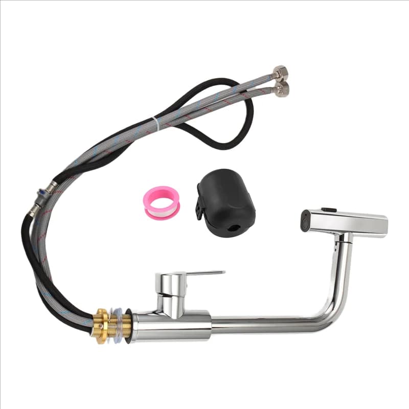 BYBS-Kitchen Faucet With Stream Shower Mode, Flexible Hot And Cold Water Sink Mixer, Deck Mounted Pull Out Design