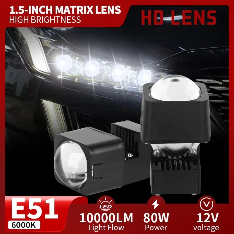 1/2/4 Pezzi Mini Lente LED Matrix da 1,5 Pollici Bi-LED per Faro Auto Moto Kit Proiettore Abbaglianti Anabbaglianti Accessori Auto