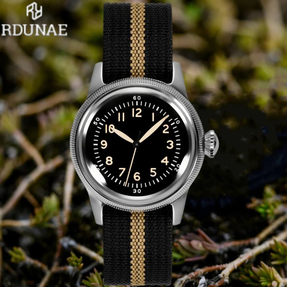 RDUNAE 2025 Men's Quartz Watch Miyota Super 2035 36mm Military Stainless Steel K1 Waterproof Mineral Glass Reloj Hombre