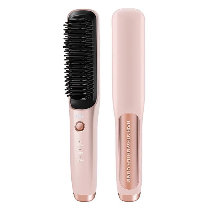 Wireless Hair Smooth Brush Ceramic Hot Comb Wireless Hair Tools Heat Straightening Rechargeable Ion Ricci