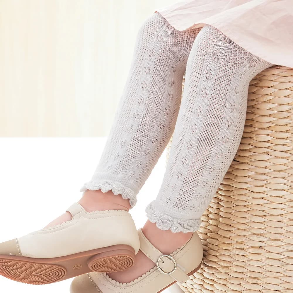 Children Summer Mesh Cotton Leggings Girl Kid White Pants Toddler Baby Colorful Bow Long Ribbed Tights Trousers 2023 Pantyhose