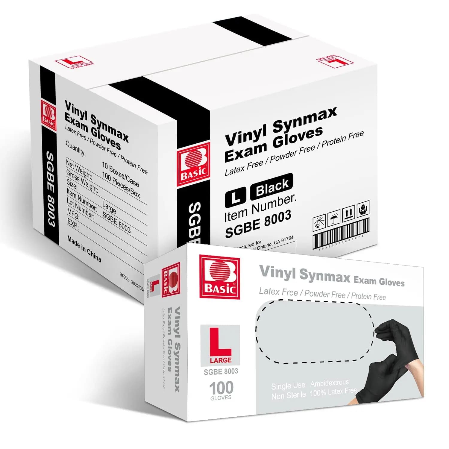Guanti in Vinile per Esami, 4mil, Senza Lattice, Senza Polvere, Monouso, Guanti Medici di Sicurezza, Confezione Grande da 1000, Neri