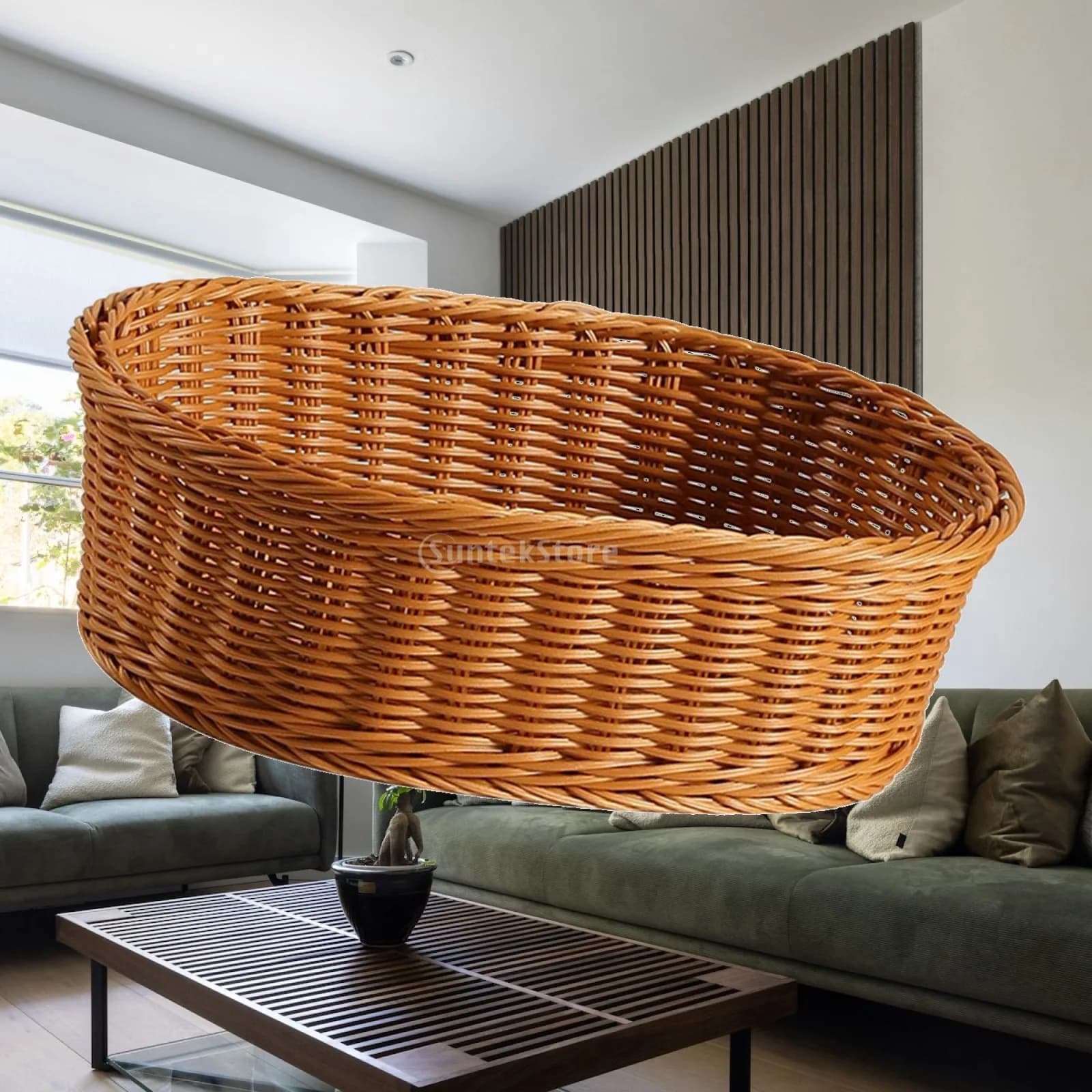 Imitation rattan basket, woven basket, decorative container, organizer, rattan