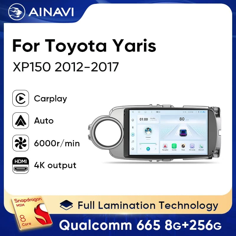 Ainavi Autoradio Android Multimedia Per Toyota Yaris 2012-2017 XP150 Wireless Carplay Android Auto GPS 4G Autoaudio HDMI 2 Din