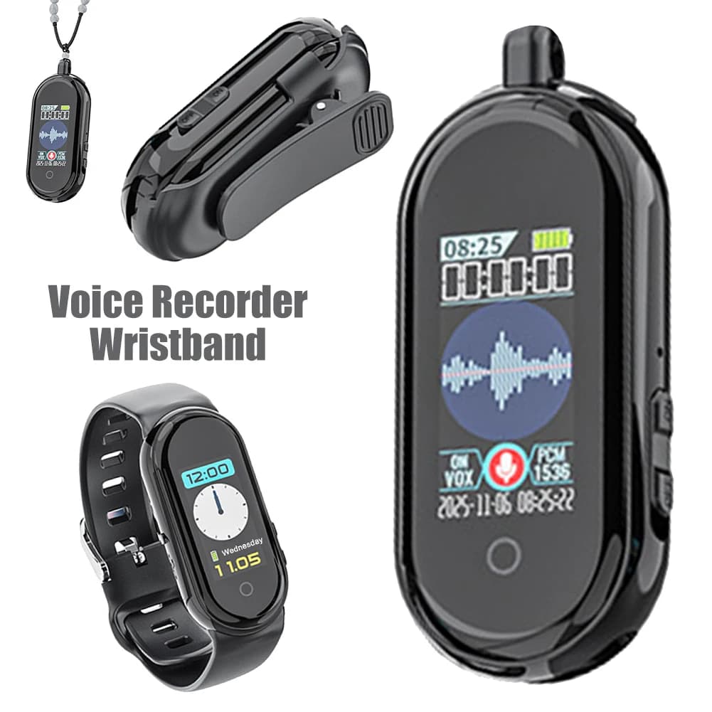Digital Vocal Recorder 3-in-1 with Noise Cancellation, Small Dictphone Audio in Clock Shape with Screen from 1,05 Inch for Lesson, Interviews, Meetings and Courses