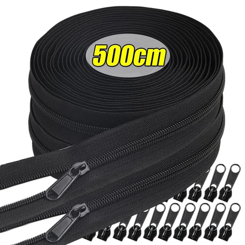 Heavy Duty Nylon Zipper Tape Black White Zipper Roll With Replacement Sliders For Repairs Clothing DIY Apparel Crafts Supplies