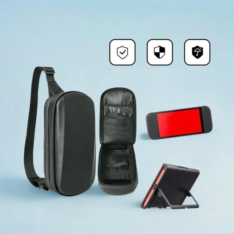 Custodia da trasporto robusta e rigida con tracolla regolabile e protezione impermeabile per console portatile Switch2 F19E