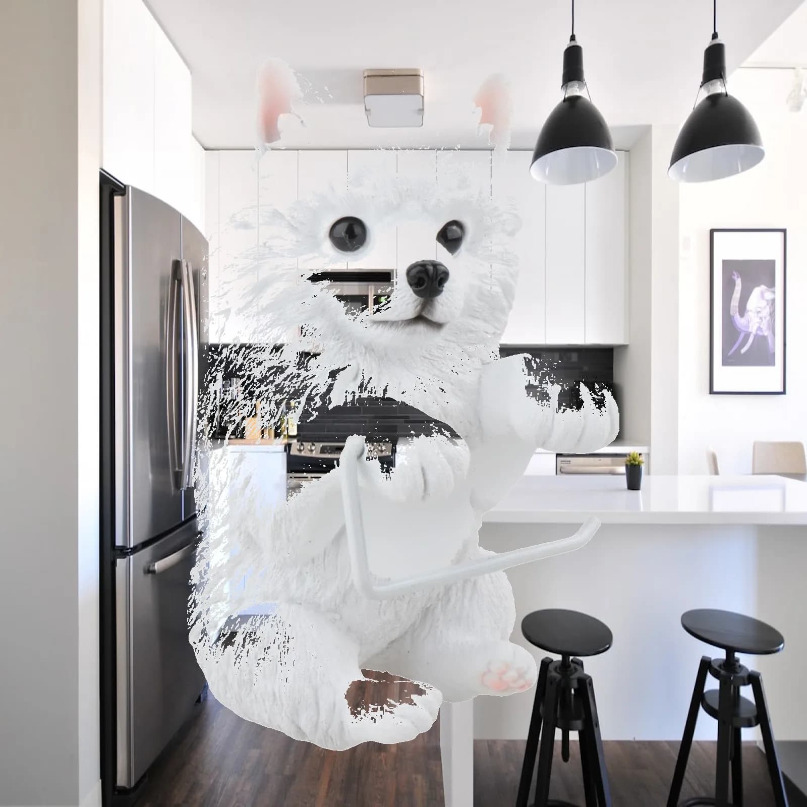 Toilet Accessory Resin Dog Shape Toilet Paper Roll Holder Wall Mounted Fun Bathroom Tissue Organizer for Home