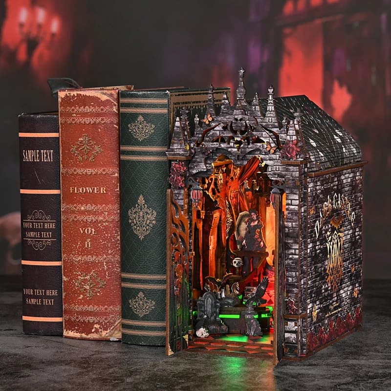 Miniatura Fai-da-te: Castello Gotico dei Vampiri in Legno, Modello Architettonico Assemblabile, Fermalibri Creativo Fatto a Mano, Decorazione per Casa delle Bambole