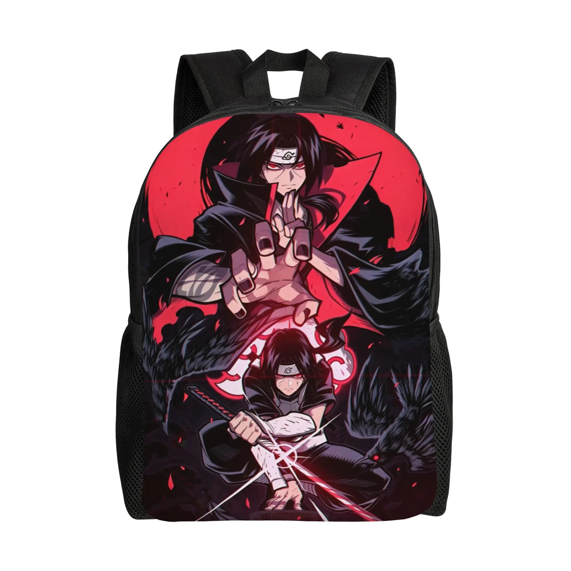 Custom N-Narutoes Uchihas Sasukes Backpack for Men Women Water Resistant College School Classic Anime Bag Printing Bookbag