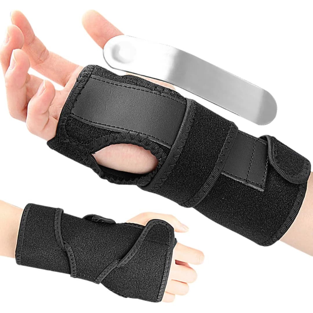 Tutore di supporto per polso sportivo regolabile con piastra in alluminio rimovibile Protezione per la stabilizzazione del polso Cinghia di compressione Supporto per il palmo