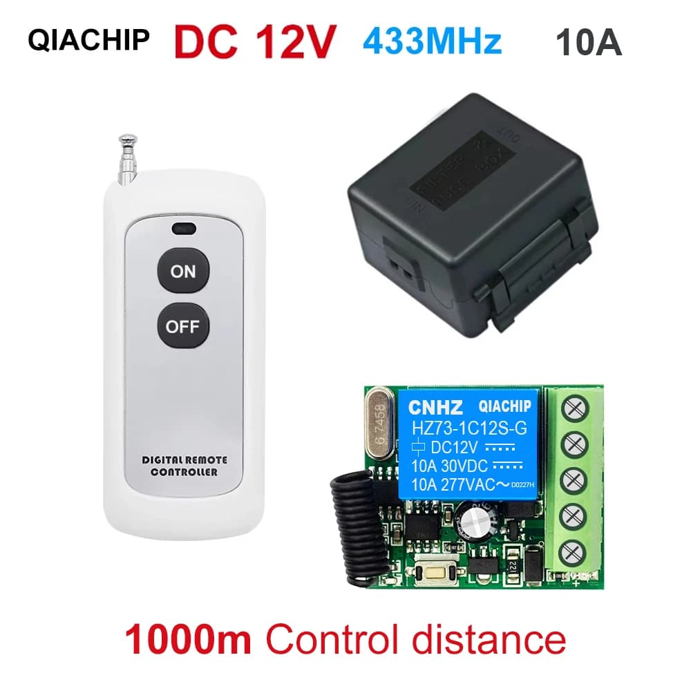 433MHz DC 12V Wireless Remote Control Switch 10A 1CH Relay Module Receiver ON OFF Remote Control For Gate Led Lights Bulb DIY