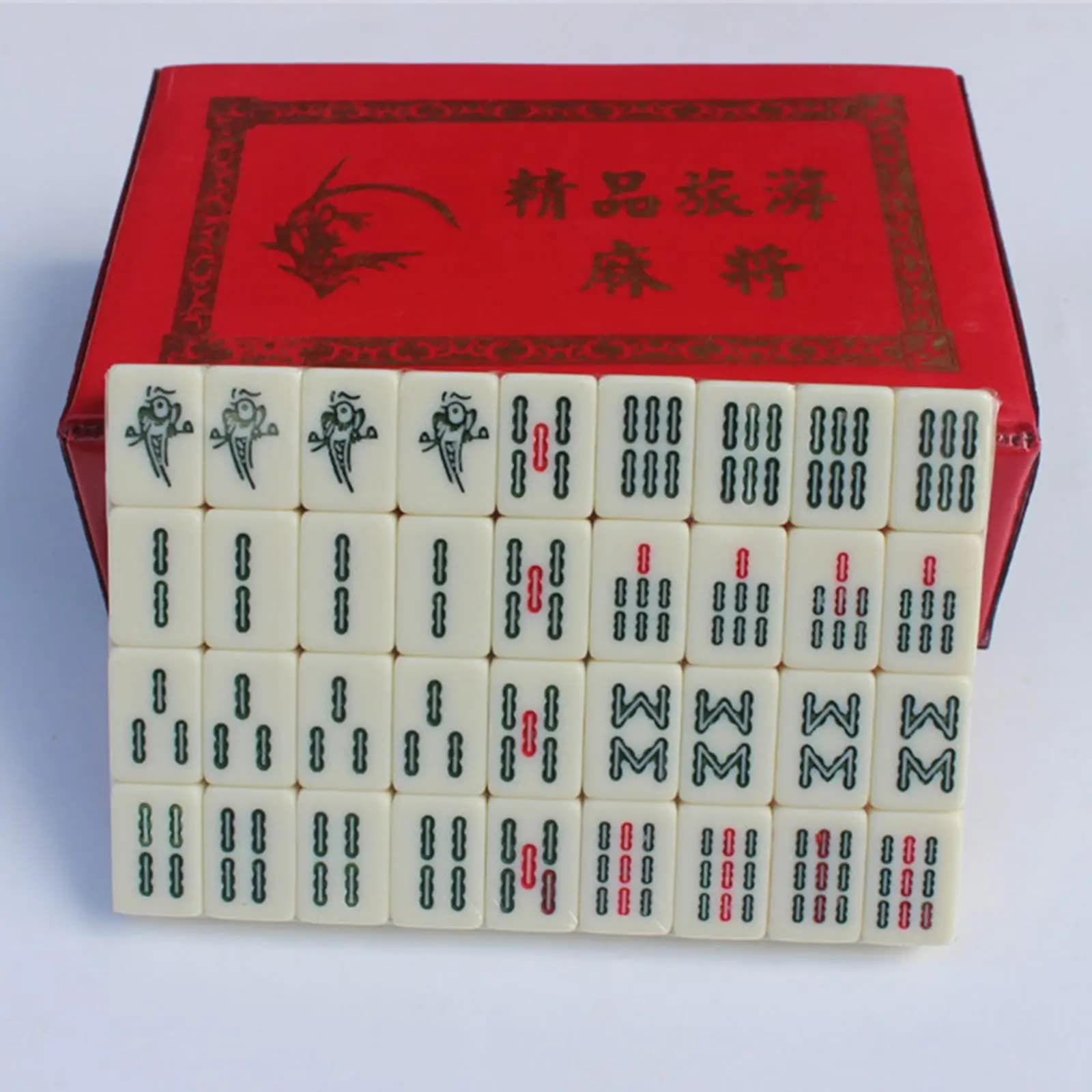 Set Professionale di Mahjong in Melamina con 144 Tessere Numerate, Gioco Classico Cinese per Intrattenimento e Viaggi