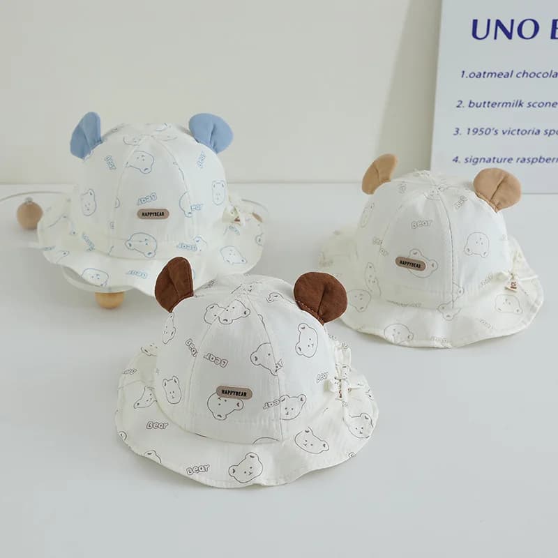 Cappello da Pescatore per Bambini con Cartoni Animati, Cappellino Parasole per Neonati 3-12 Mesi, Berretto Morbido in Cotone per Bambini, Visiera Protettiva Solare