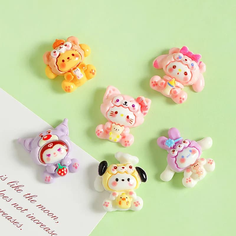 18/20 Pieces Small Accessories in Animal Shape Resin Cartons, with Gel Cream, DIY, for Cases Phone, Hair Clips, Shoes with Hole, Keyring