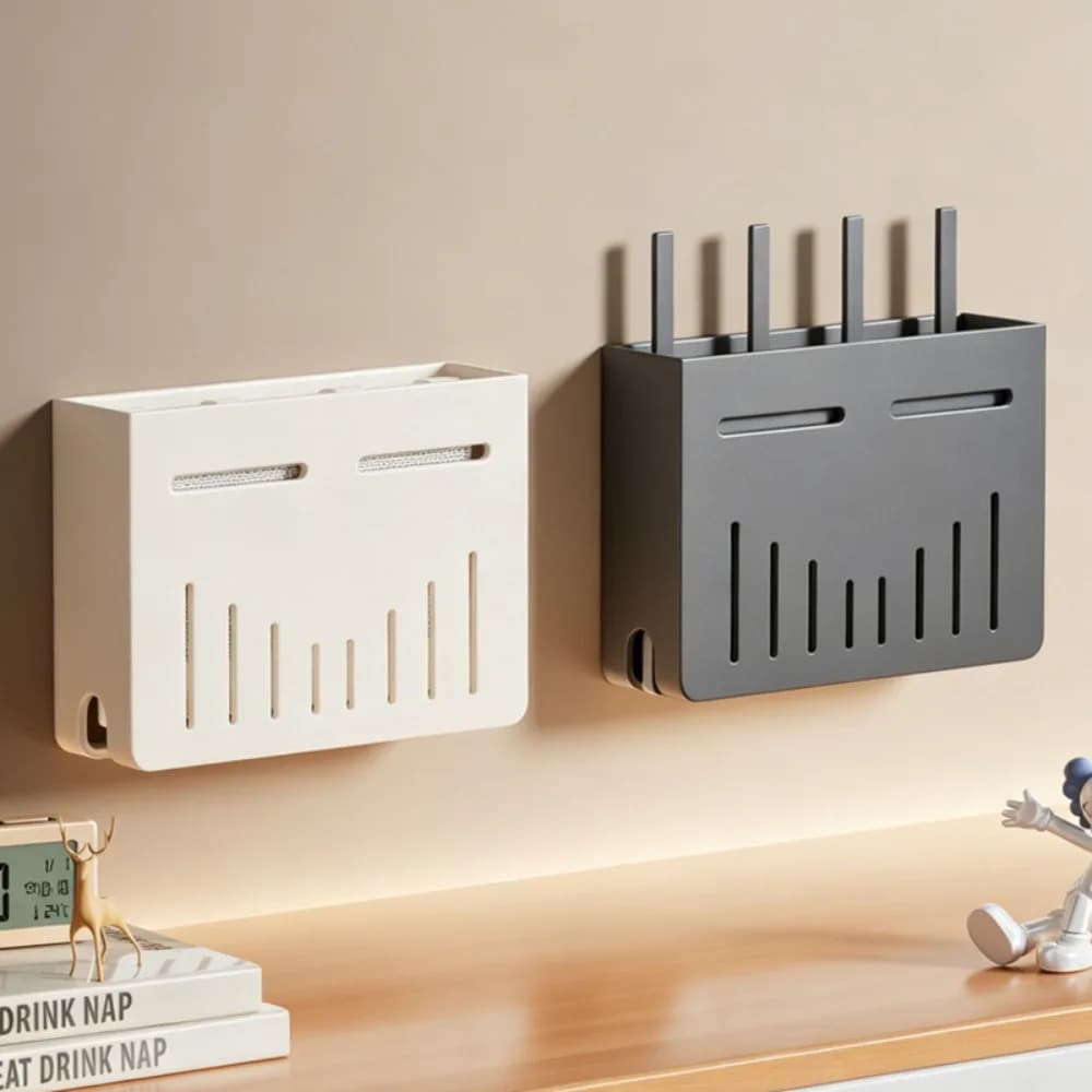 Wall Mounted Metal Shelf WiFi Box Hider Stand for Router Projector Set Top Box Gaming Devices Cable Management Storage Bracket