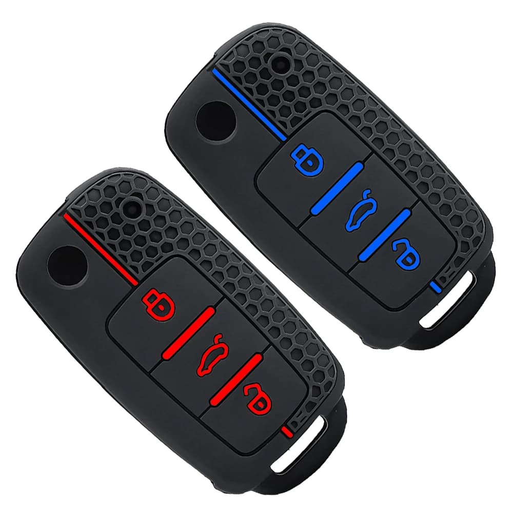 Guscio Protettivo in Silicone per Chiave Auto a Scatto per VW Volkswagen Polo Golf Passat Beetle Tiguan Seat Leon Altea Skoda Octavia Kodiaq