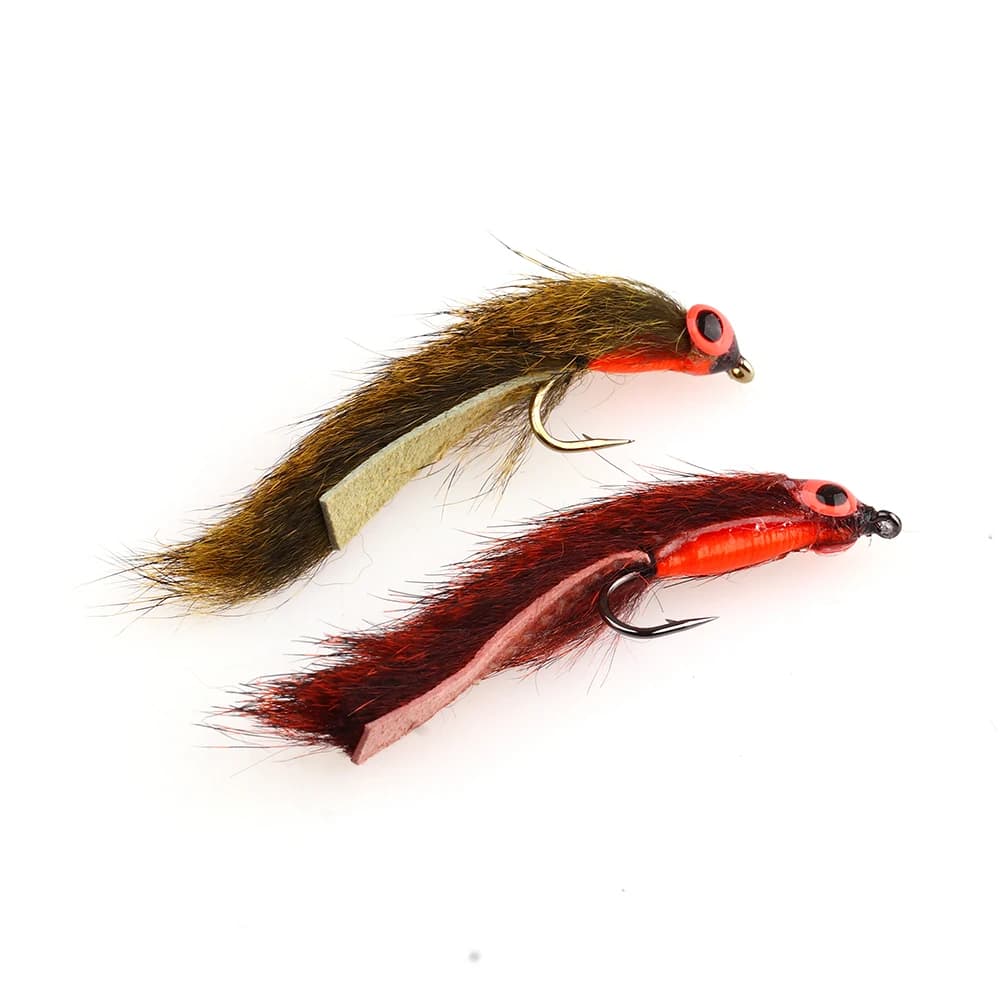 2 pieces # 6 # 8 Artificial Striped Zonker Streamer for Spigola, Trota and Luccio Fishing - Oliver & Red Brown