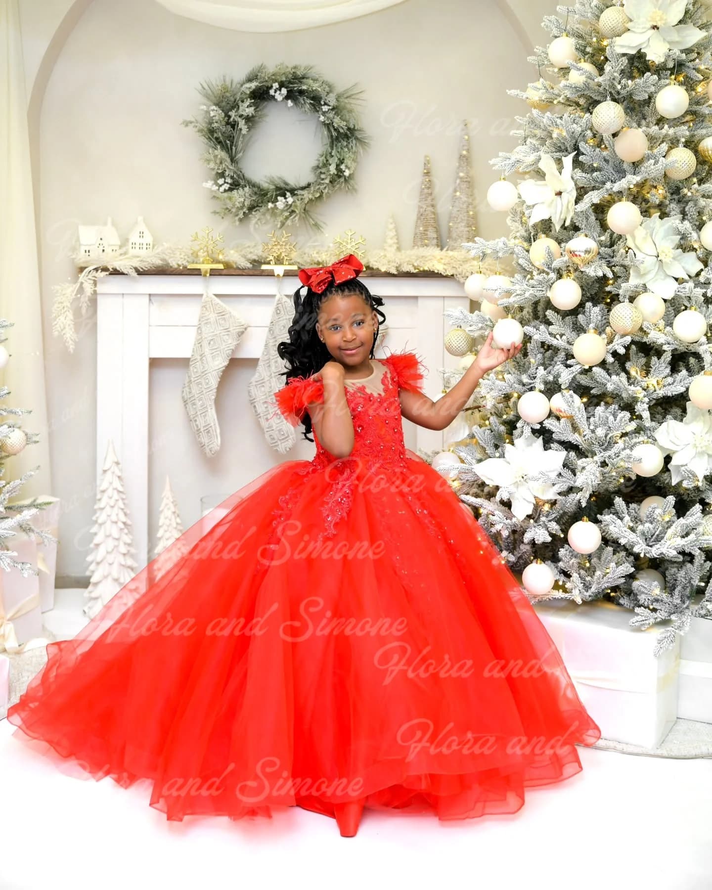 Abito da ragazza di fiore rosso di lusso personalizzato per abiti da ballo per matrimoni Abiti da sera per feste di compleanno per bambini Spettacolo di feste di Natale