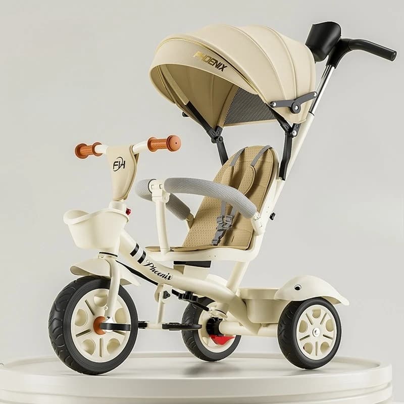 Triciclo Passeggino per Bambini a Spinta Manuale, Bicicletta a Tre Ruote Leggera e Pieghevole per Bambini, Tricicli Portatili per Neonati