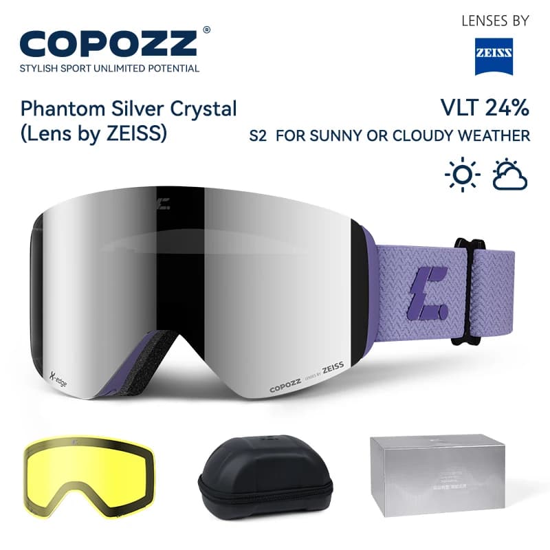 COPOZZ Occhiali da sci invernali Donna Uomo Outdoor UV400 Zeiss Lens Occhiali da sci per adulti staccabili antiappannamento magnetici ad alta definizione