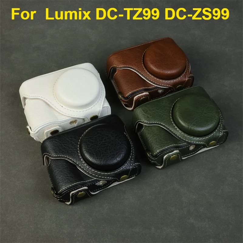 Custodia in pelle per borsa per fotocamera per Panasonic Lumix ZS99 / TZ99 Custodia protettiva per prepuzio per fotocamera Base con guscio perforato
