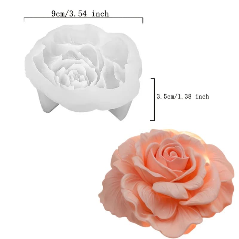 1Rose Flower Mold - Non-Stick Silicone Candle、Soap、Gypsum、Aromatherapy Handmade Mold - Easy to Release、Reusable Flower Stencil，S