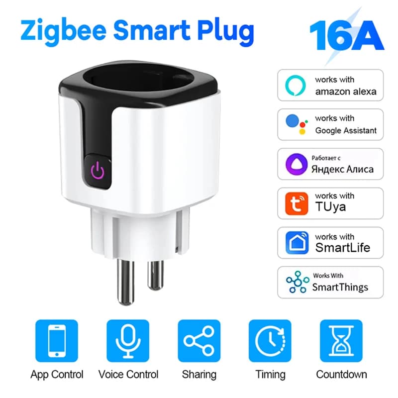 Zigbee Smart Plug 16A 20A EU Plug Energy Monitor Alexa Google Home Group Control BSD33 for Electrical Sockets with Zigbee Hub