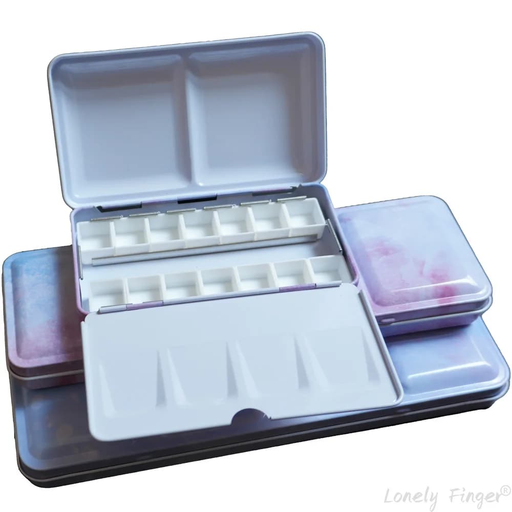 Empty Watercolor Palette Mix Set, Metal Watercolor Paint Case with Lid, Paint Box for Travel Gouache Oil Painting