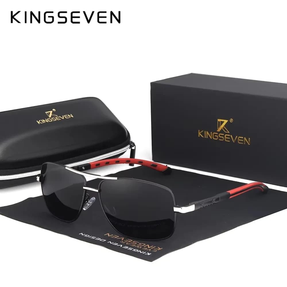 Occhiali da sole da uomo KINGSEVEN in alluminio con lenti polarizzate, design di marca, aste con rivestimento a specchio, modello 7719