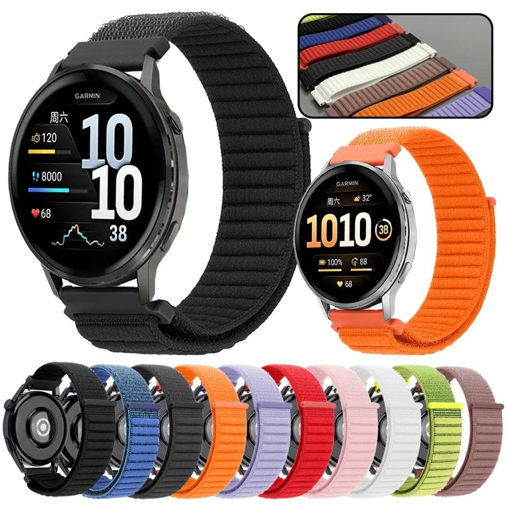 Cinturino sportivo in nylon da 20mm 22mm per Garmin Venu sq 2 3 4 Forerunner 570 265 165 255 Vivoactive 6 5 4 Band per HUAWEI WATCH GT 6 Pro